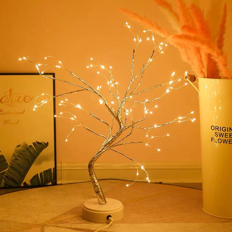 Copper wire tree lamp with warm white LED lights – view 9