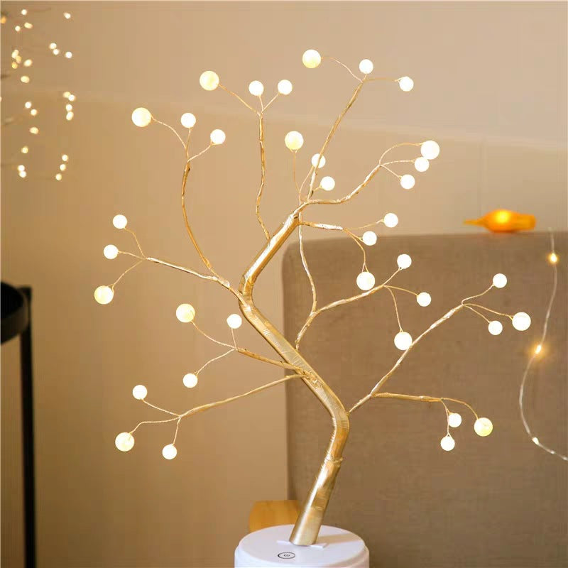 Copper wire tree lamp with warm white LED lights – view 4
