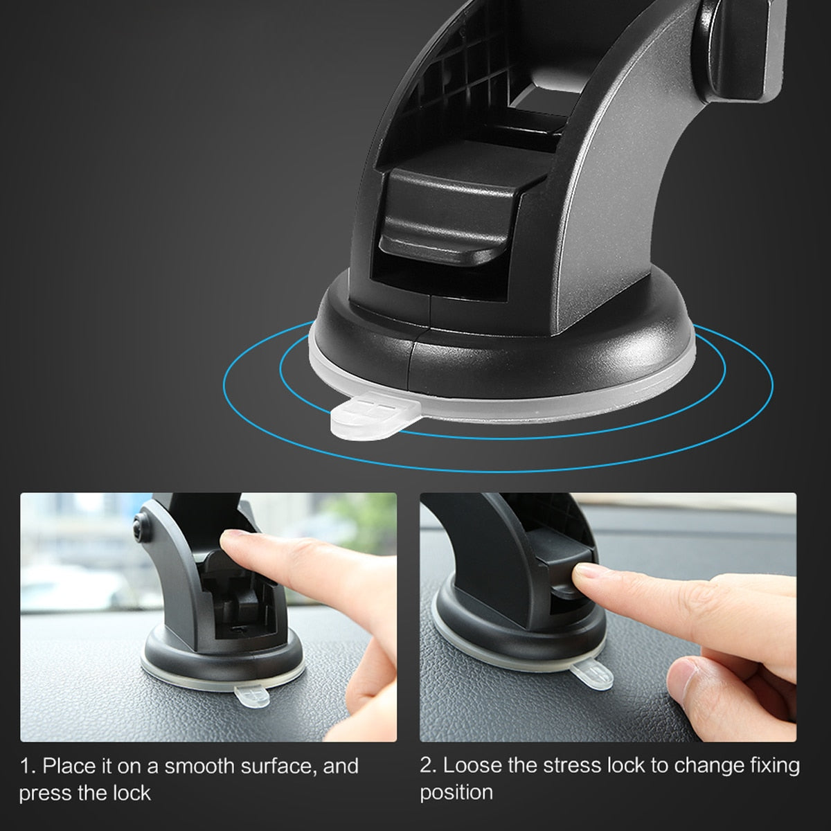 Telescopic dashboard car phone mount – view 5