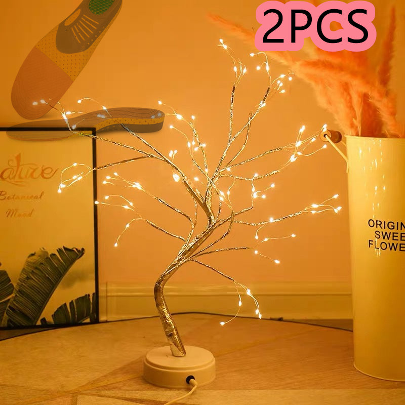 Copper wire tree lamp with warm white LED lights – view 7