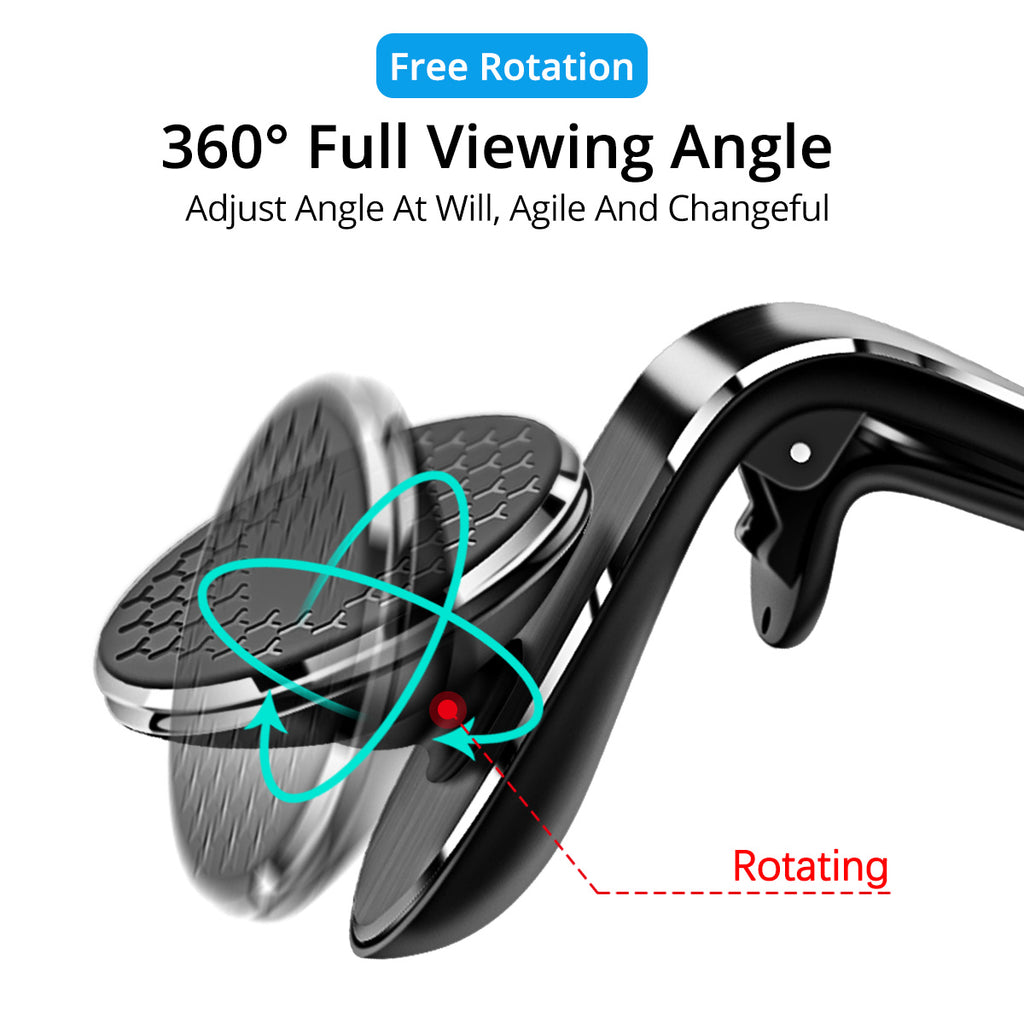 Magnetic air vent car phone mount with 360° rotation – view 4