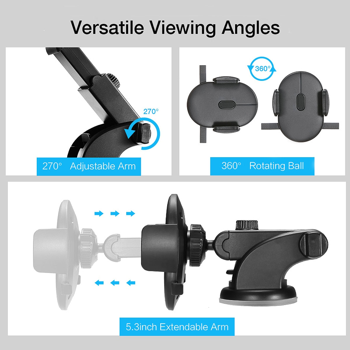 Telescopic dashboard car phone mount – view 4