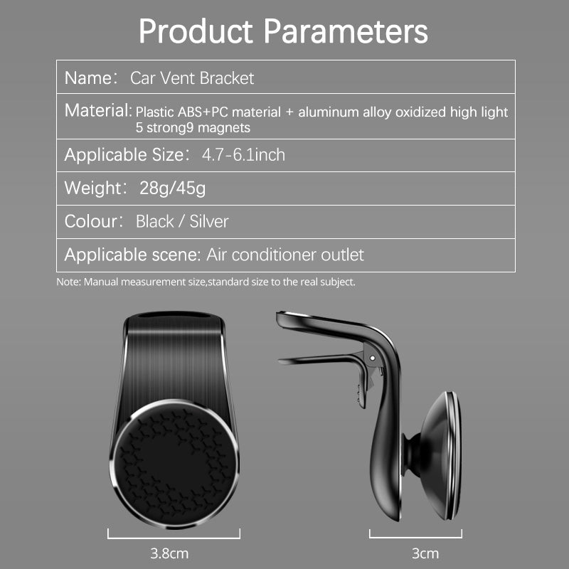 Magnetic air vent car phone mount with 360° rotation – view 8