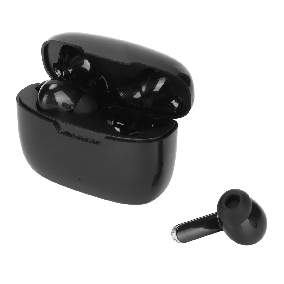 Translator earbuds charging case with one earbud