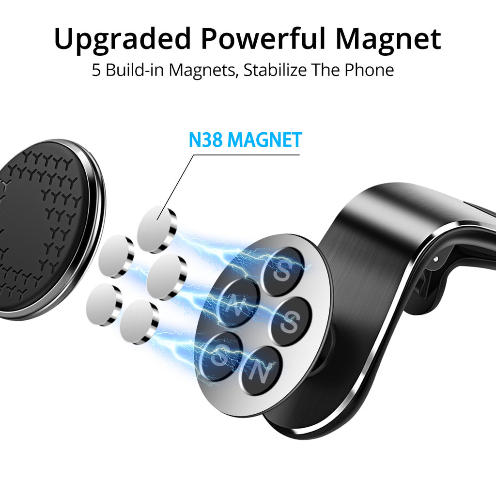 Magnetic air vent car phone mount with 360° rotation – view 6