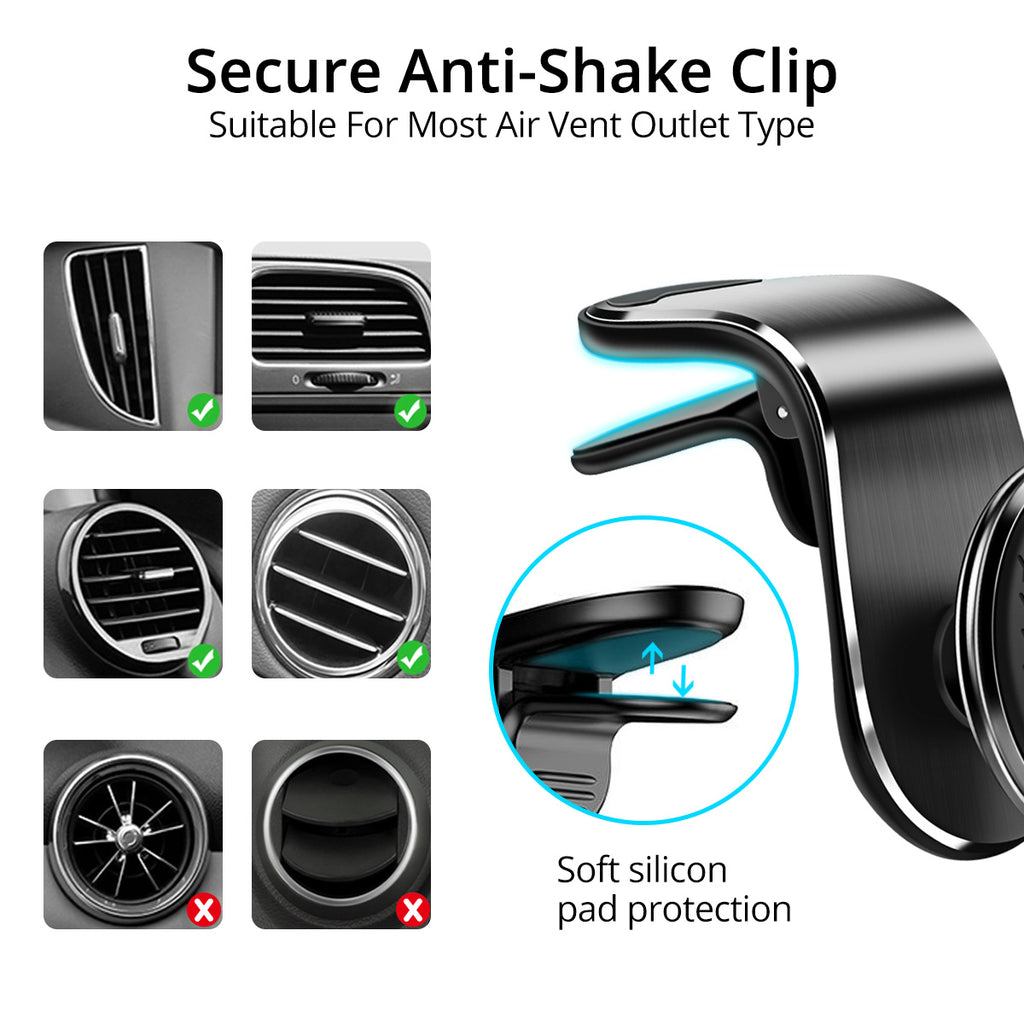 Magnetic air vent car phone mount with 360° rotation – view 7