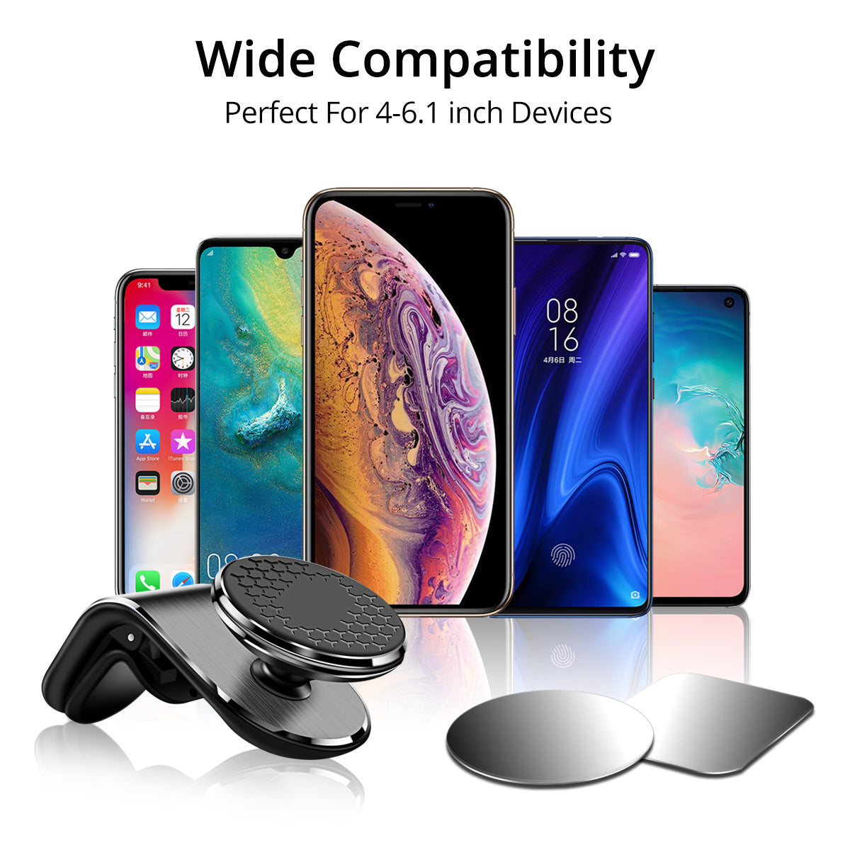 Magnetic air vent car phone mount with 360° rotation – view 3