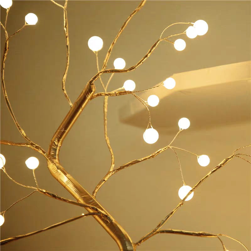 Copper wire tree lamp with warm white LED lights – view 5