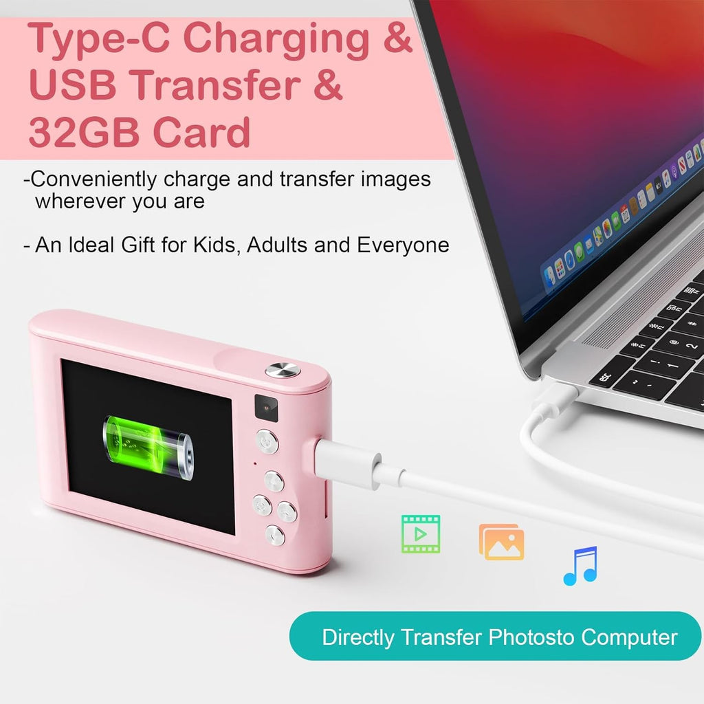 Kids camera USB-C charging and 32GB card