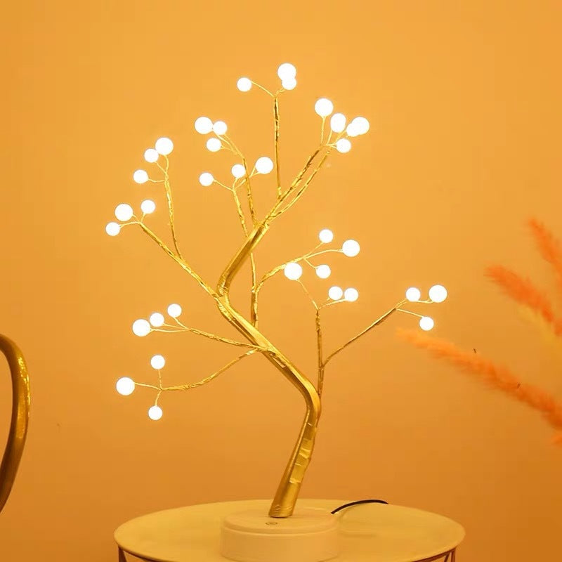 Copper wire tree lamp with warm white LED lights – view 10