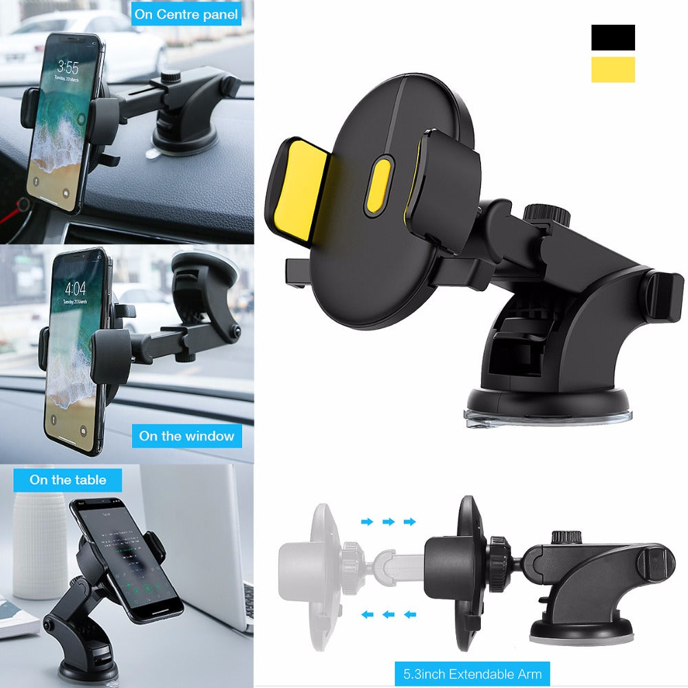 Telescopic dashboard car phone mount
