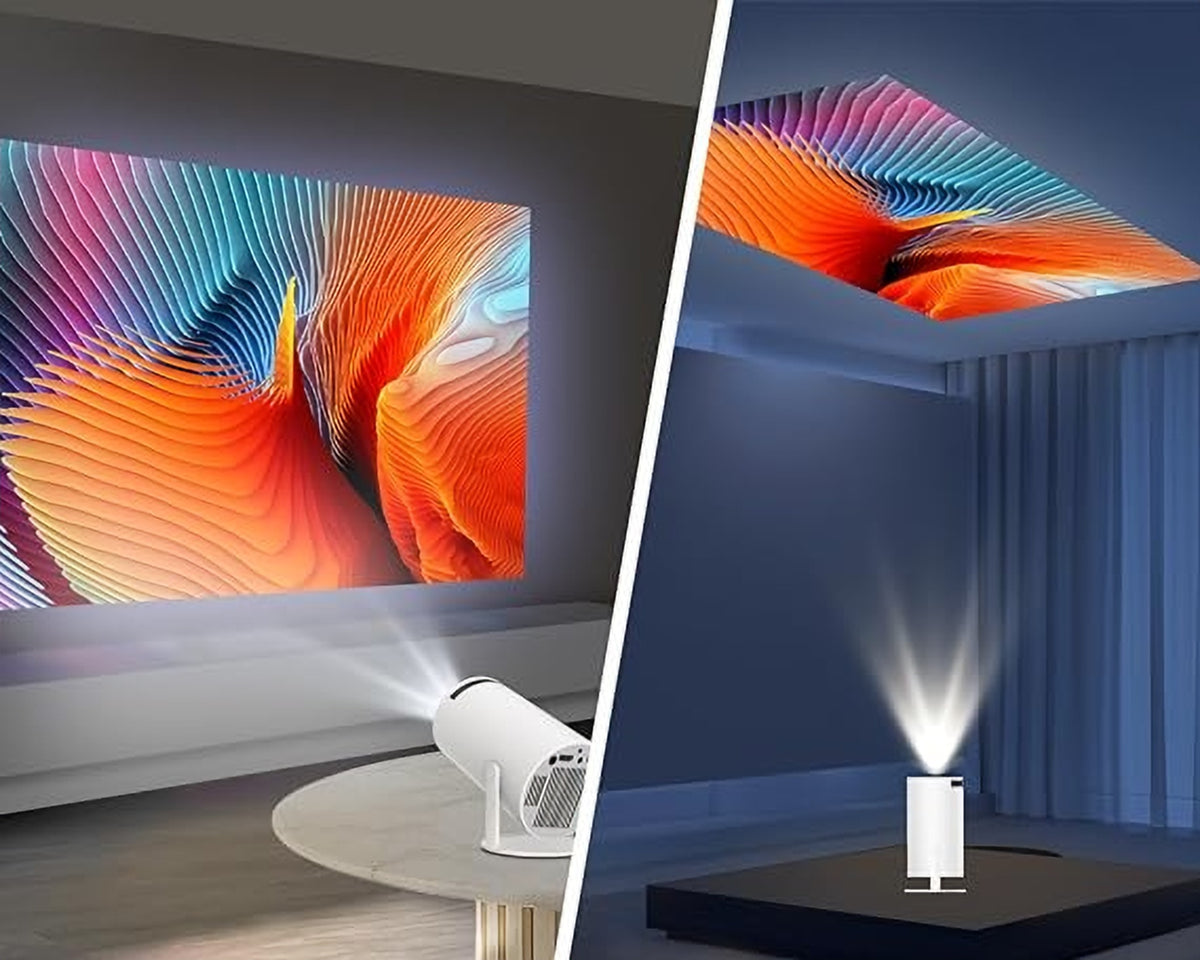 Mini projector rotating 180 degrees to project on the wall or ceiling